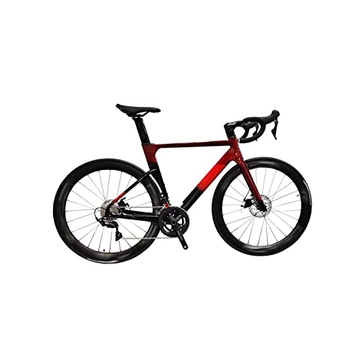 Bici da strada : IEASEzxc Bicycle Carbon Fiber Frame Road BikeComplete Hydraulic Disk Brake for Adult 22 Speed Full Carbon Bicycle (Color : Rouge, Size : Medium)