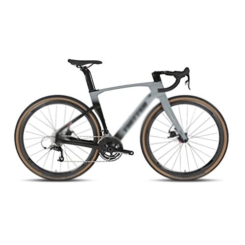 Bici da strada : IEASEzxc Bicycle Road bike Disc Brake Fully Hidden Cable Carbon Fiber Handlebar use groupset (Color : Gray, Size : 22_45CM)