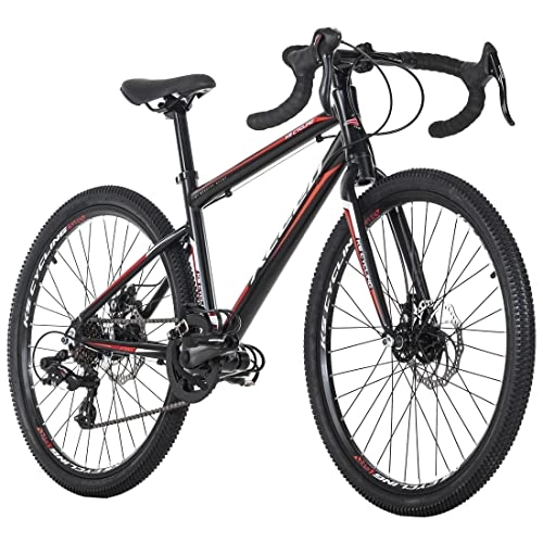 Bici da strada : KS Cycling, Gravelbike Xceed 24'' nero / rosso RH Unisex-Adulto, 24 Zoll, 36 cm