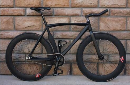 Bici da strada : LIANG Bicicletta a Scatto Fisso 48cm 53cm in Lega di Alluminio 700C, Nera, 48cm (155cm-175cm)