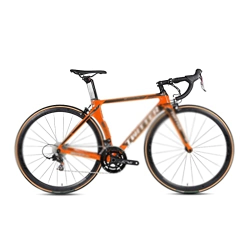 Bici da strada : Mens Bicycle Speed Carbon Road Bike Groupset 700Cx25C Tire (Color : Yellow, Size : 22_52CM) (Orange 22_46CM)