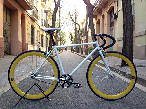 Bici da strada : Mowheel Bicicletta Monomarcia Pista Fixie-B Classica T-58 cm Giallo