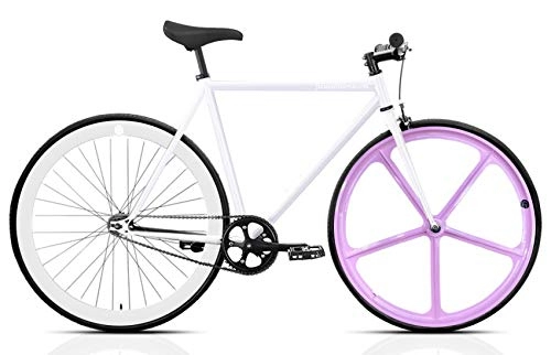 Bici da strada : Mowheel Bicicletta Monomarcia Single Speed T-56 cm Rosa-Bianco