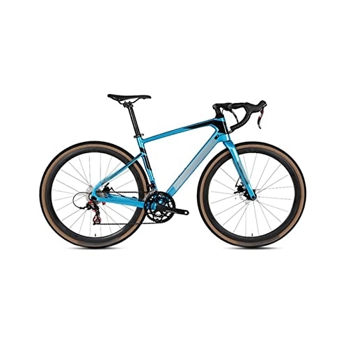 Bici da strada : QYTEC ZXC - Manubrio integrato per bicicletta da uomo, in carbonio, con telaio nascosto, con cavo interno e freno a disco (colore : blu, taglia: L)
