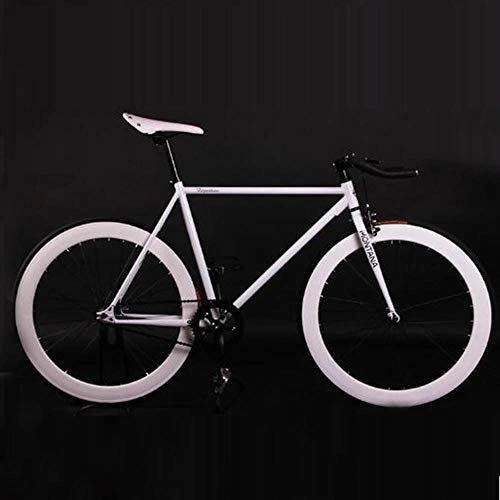 Bici da strada : RUPO Gear Bike 48cm 52cm   Telaio in Acciaio Telaio Ciclismo Bici da Strada Ruota in Lega di magnesio da   Strada Singola, bianco1, 52cm (175cm-180cm)