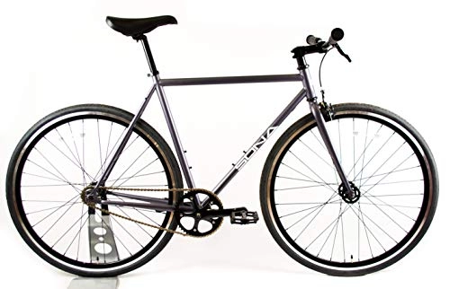 Bici da strada : SONA Original Single Speed Fixed Gear | Urban Commuter City Fixie Bike | Progettato e costruito a mano a Dublino | Mozzo per bici Flip Flop | Ruota fissa e ruota libera, Grigio opaco., Medium 55cm