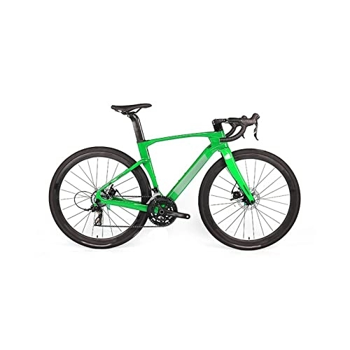 Bici da strada : TABKER Bici da strada Carbon Fiber Road Bike Belt Speed Bike Men's Road Bike Carbon Professional Bike (Color : Green, Size : Medium)