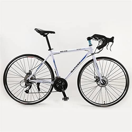 Bici da strada : TAURU Bici da corsa in alluminio, da uomo, da donna, telaio in alluminio leggero, doppio freno a disco (27 velocità, blu)
