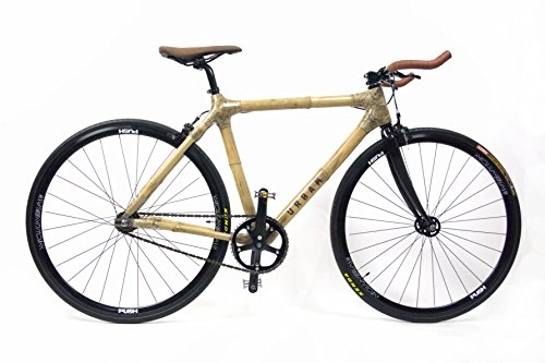 Bici da strada : URBAM Bicicletta in bambù – Fixie / Single Speed Black Edition (54 (per statura 160 – 180 cm)