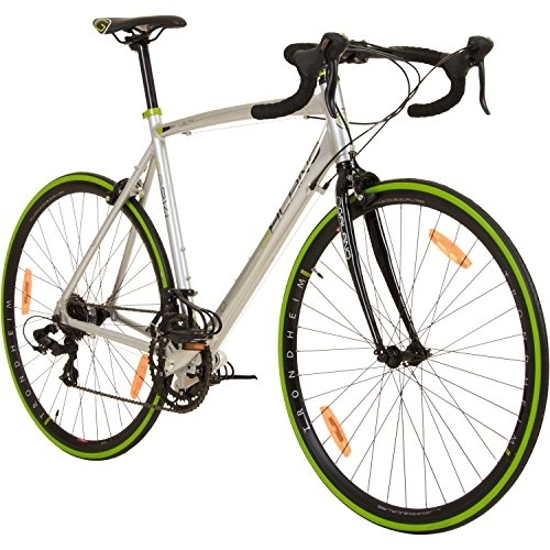 Bici da strada : Viking Vuelta 700C Bici da corsa 28 pollici, STI, 4 misure di telaio e 2 colori, grigio / verde, 53 cm