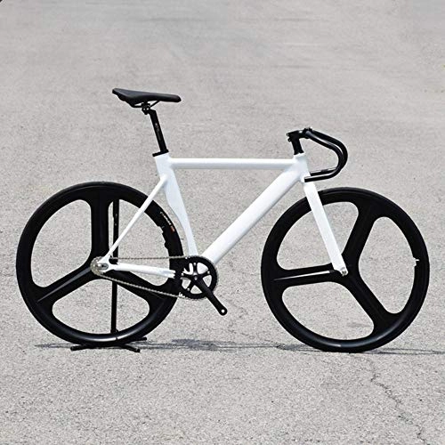 Bici da strada : WND Fixed Gear Bike 52cm 700C Telaio in   Lega di Alluminio Muscolare Bici da Pista per Bici, Bianco, 52cm (165cm-185cm)