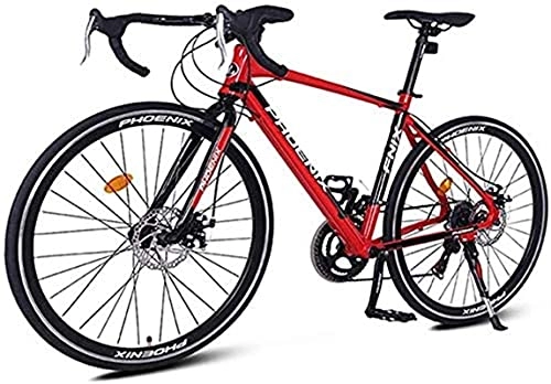 Bici da strada : YANGHAO-Mountain bike per adulti- Bici da strada a 14 velocità, pendolari urbani in alluminio, velocità di aumento, resistenza meccanica disco freno bici da strada, 700 * 23c ruota (colore rosso) (col