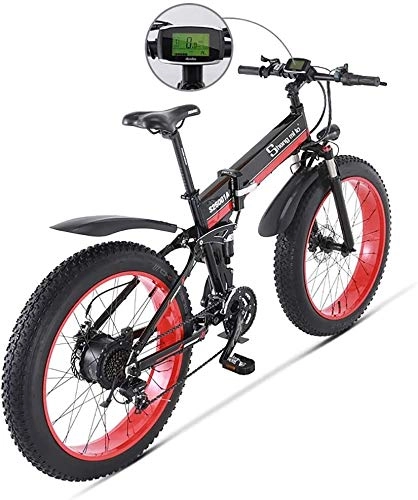 Bici elettriches : 1000W Beach Bici elettrica off Road Bike Fury Lithiu Potenza motoslitta Aiutare Mountain Bike Roller Bike 0814 (Color : Black)