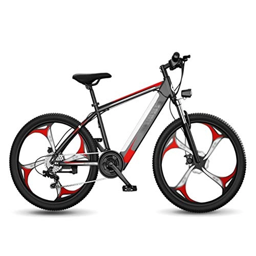 Bici elettriches : 26 Pollice Bicicletta elettrica, 48V 10A Batteria Litio Mountain Bike 27 velocità Freno Disco Display LCD Bici, Rosso