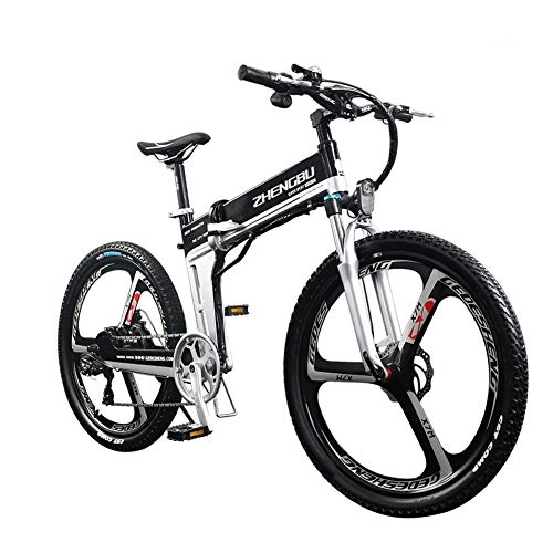 Bici elettriches : 400W Mountain Bike Pieghevole per Bici Elettrica, Bicicletta Elettrica Pieghevole Dotato di Batteria al Litio Rimovibile e Contatori Intelligenti Sistema Frenante EBS (Color : Black)