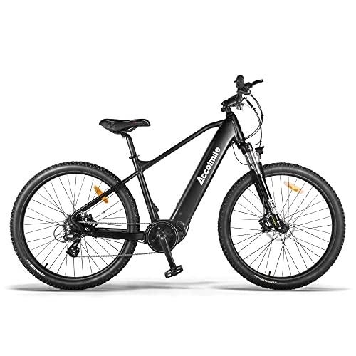 Bici elettriches : Accolmile Electric Mountain Bike 36V250W Mid Drive Torque Sensor Motor 27.5" Electric Bicycle with Hidden 36V 15Ah E-bike Battery, Beach Mountain E-bike with Shimano 8 Speed Gears MTB for Adult-Black