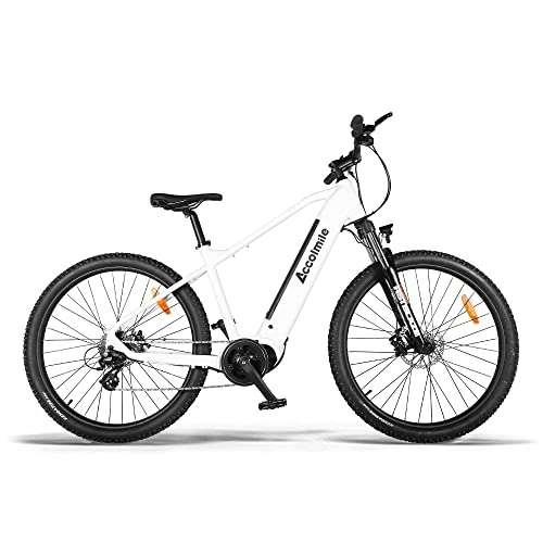 Bici elettriches : Accolmile Electric Mountain Bike 36V250W Mid Drive Torque Sensor Motor 27.5" Electric Bicycle with Hidden 36V 15Ah E-bike Battery, Beach Mountain E-bike with Shimano 8 Speed Gears MTB for Adult-White