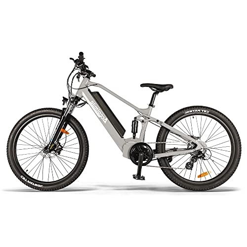 Bici elettriches : Accolmile elettrico mountain bike 27, 5"mid-engine eBike pendolare strada bici elettrica per le donne uomini, Rocket Bear 1S, batteria al litio rimovibile 17.5Ah, cambio a 8 velocità, grigio