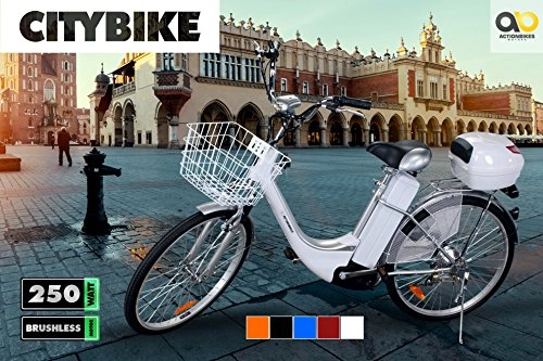 Bici elettriches : Actionbikes Bicicletta elettrica e-Bike, motore elettrico da 36 V / 250 W, bianco