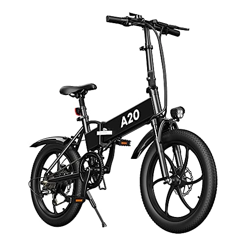 Bici elettriches : ADO A20, bicicletta elettrica da 350 W, per uomo e donna, con batteria agli ioni di litio rimovibile da 36 V, 10, 4 Ah, cambio Shimano a 7 marce, 40-80 km, portata 20 x 1, 95 pollici