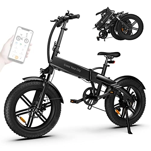 Bici elettriches : ADO Beast 20F Bicicletta Elettrica Pieghevole Mountain eBike per Adulti, 20''*4.0 E-Bike Fat Tire con Sensore di Coppia 14.5Ah Batteria, Shimano 7 Velocità, Schermo IPX7 IPS Controllo APP