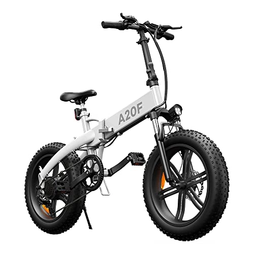 Bici elettriches : ADO Bicicletta Elettrica Pieghevole per Adulto, 20'Fat Tire Bici Elettrica con Pedalata Assistita, LCD Display e Luci ​LED, Batteria da 10.4Ah, 25 km / h, 250W, Ebike è per Neve, Montagna, Sabbia