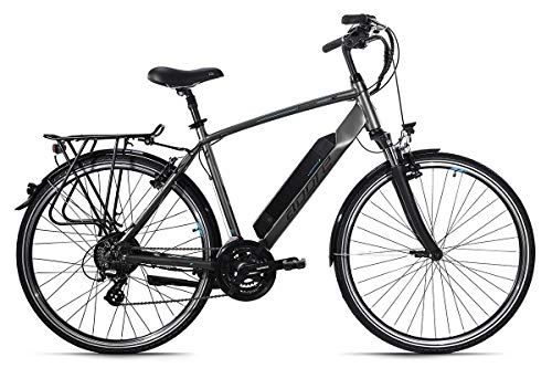 Bici elettriches : Adore - Bicicletta elettrica in alluminio, modello Ancona, 28", 250 W, agli ioni di litio, 36 V, 14 Ah, 504 Wh, 24 marce, colore: Grigio