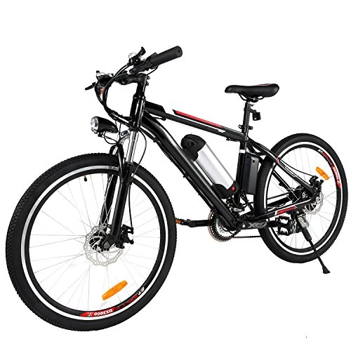 Bici elettriches : AIMADO Bicicletta Elettrica Mountain Bike 250 W 25-35 km / h Shimano 21 in Alluminio Batteria 36 V Luce Anteriore con 3 Livelli di Assistenza - Ruote 25 Pollici, Spina UEEU STOCK