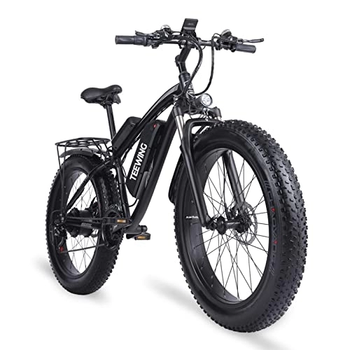 Bici elettriches : AJLDN Bicicletta Elettrica, 26”Bici Elettrica con Batteria 48V 17Ah Fat Tire Mountain Bike Elettrica Pedalata Assistita LCD Display E-Bike 7 velocità Pedalata Assistita (Color : Black)