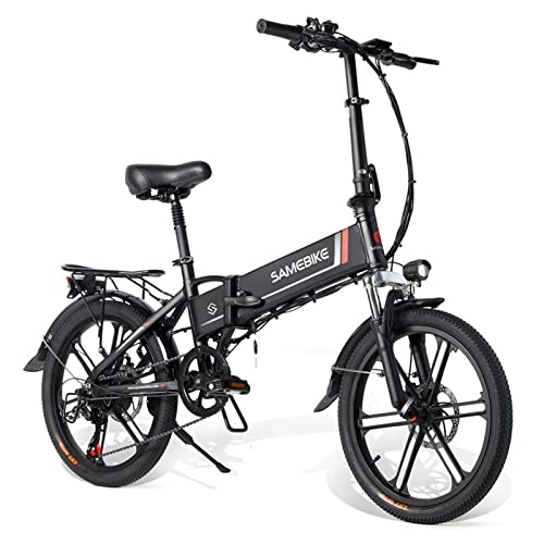 Bici elettriches : AJLDN Bicicletta Elettrica Pieghevole, 20'' Ebike con LCD Display Luci ​LED Bici Elettrica con Batteria Rimovibile 48v 10, 4AH E-Bike 7 velocità (Color : Black)
