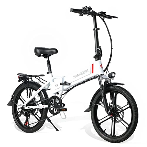 Bici elettriches : AJLDN Bicicletta Elettrica Pieghevole, 20'' Mountain Bike Elettrica con LCD Display Luci ​LED Ebike Bici Elettrica con Batteria Rimovibile 48v 10, 4AH E-Bike 7 velocità (Color : White)