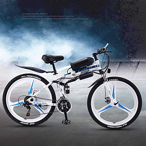 Bici elettriches : AKEFG Hybrid Mountain Bike, Adulto Bicicletta elettrica al Litio Rimovibile Batteria agli ioni (36V 13Ah) 26 Pollici per Commuter Viaggi, Blu