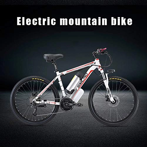 Bici elettriches : AKEFG Hybrid Mountain Bike, Adulto Bicicletta elettrica al Litio Rimovibile Batteria agli ioni (48V 13Ah) 26 Pollici per Commuter Viaggi, Bianca