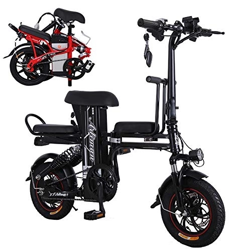 Bici elettriches : AKT E-Bike Mini Bicicletta Elettrica Pieghevole per Pendolarismo in Città Batteria al Litio 48V 25A, velocità 25 km / h, Chilometraggio di Circa 100 km, Black