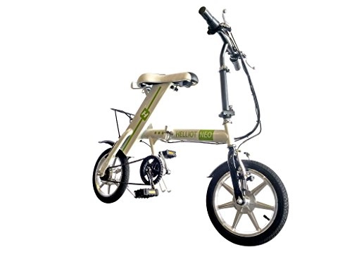 Bici elettriches : All-Bikes Bicicletta elettrica pieghevole, batteria, motore 250W Brushless, citt, pedalata assistita, v-brake (Bianco-Verde)