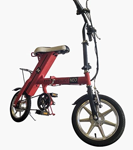 Bici elettriches : All-Bikes Bicicletta elettrica pieghevole, batteria, motore 250W Brushless, citt, pedalata assistita, v-brake (Rosso)
