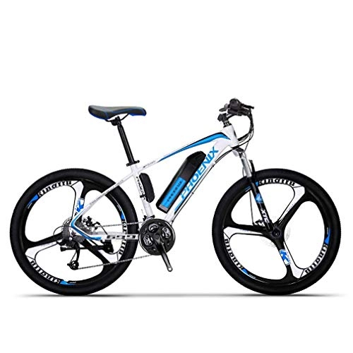Bici elettriches : Alqn Mountain bike elettrico adulto, bici da neve 250W, batteria al litio rimovibile 36V 10Ah per, bicicletta elettrica a 27 velocit, ruote integrate in lega di magnesio da 26 pollici, Blu