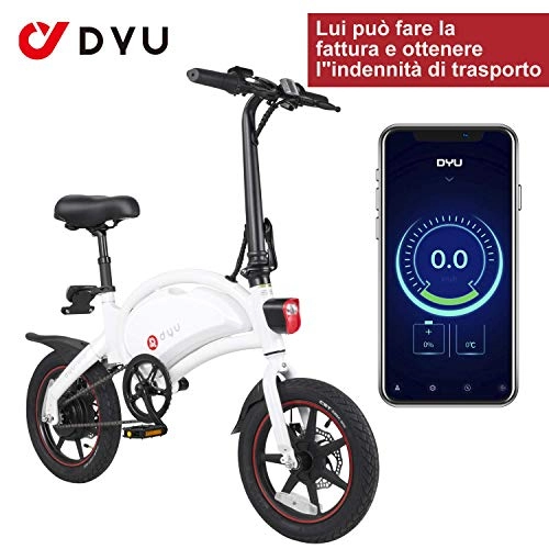 Bici elettriches : AmazeFan DYU D3 Plus Bici Elettrica Pieghevole, Mountain Bike Intelligente per Adulti, Batteria agli Ioni di Litio Rimovibile da 36 V / 10 Ah in Lega di Alluminio da 240W con App per Smartphone