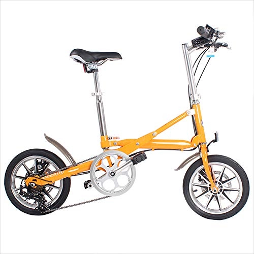 Bici elettriches : Ambm Bicicletta Pieghevole da 14 Pollici Regolabile, Orange