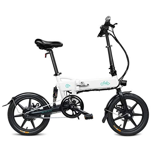 Bici elettriches : Amesii123 D2 Bicicletta Elettrica da 16 Pollici, 3 modalità di Guida Pedale Pieghevole Che Assiste E-Bike Display A LED Bicicletta Leggera per Adolescenti Adulti Bianca