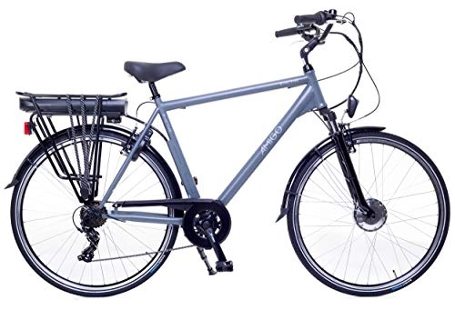 Bici elettriches : Amigo E-Active - Bicicletta elettrica da uomo, 28 pollici, con cambio Shimano a 7 marce, 250 W e 13 Ah, batteria agli ioni di litio da 36 V, colore: grigio