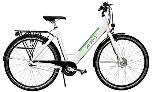 Bici elettriches : Amigo E-Line – Bicicletta elettrica da donna – E-Bike 28 pollici – Sturmey Archer 3 marce – cambio a mozzo – 250 W e 8, 7 Ah, batteria agli ioni di litio 36 V – Bianco