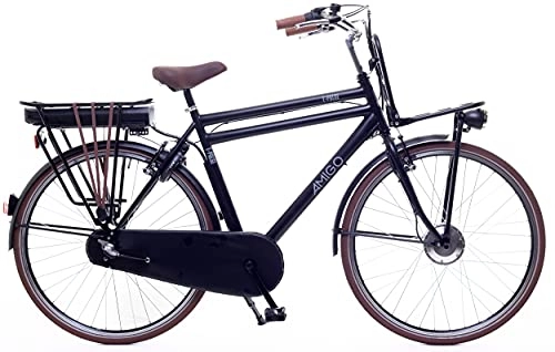 Bici elettriches : Amigo E-Pulse - Bicicletta elettrica da uomo da 28 pollici, con cambio Shimano a 3 marce, adatta a partire da 170-180 cm, colore: Nero