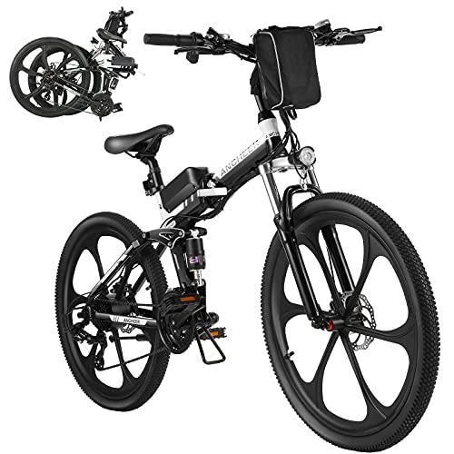 Bici elettriches : ANCHEER 26" Bicicletta elettrica pieghevole Mountain bike Sedile regolabile Bicicletta elettrica Batteria al litio 36V / 8AH Sistema di trasmissione a 21 velocità Carico massimo: 120 kg (Nero)