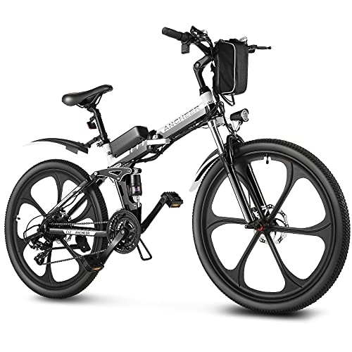 Bici elettriches : ANCHEER Bici Elettrica, 26'' / 27.5" Bicicletta elettrica con Batteria Rimovibile 36V 8Ah / 10Ah, E-bike Mountain Bike Elettrica con Sospensione Completa, 3 Modalità, LCD e Professionale 21 Velocità