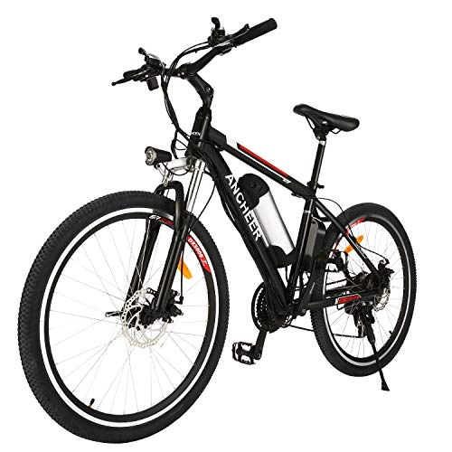 Bici elettriches : ANCHEER Mountain Bike Elettrica, 250 W 26 '' Bicicletta Elettrica con Batteria agli Ioni di Litio Rimovibile 36 V 8AH per Adulti, 21 Velocità