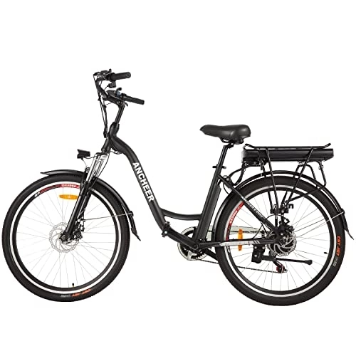 Bici elettriches : ANCHEER Vca005685_EU, Bicicletta elettrica Unisex, Nero, 26 Zoll Rad