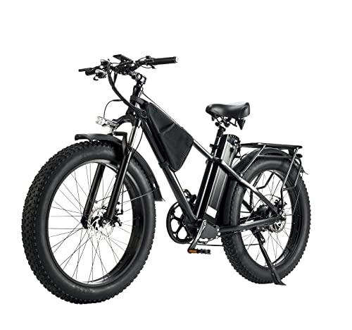 Bici elettriches : AOPICK Bicicletta elettrica elettrica da donna e da uomo, 26 pollici, con batteria al litio da 48 V, 24 Ah, Shimano a 7 marce, resistenza 50-110 km