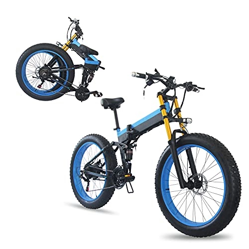 Bici elettriches : AORISSE Bici Elettrice, 1000W Pieghevole Adulto 26" Fat Tire Bike 48V 10AH Batteria Bicicletta Elettrica Snowy Beach Mountain Ebike