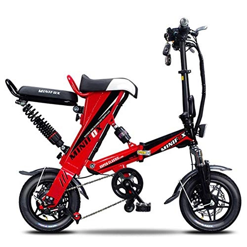 Bici elettriches : Archer Bicicletta elettrica Pieghevole in Alluminio, 250 W, Potenza 120 kg, Bicicletta elettrica 20 km / h, Rosso, 50km